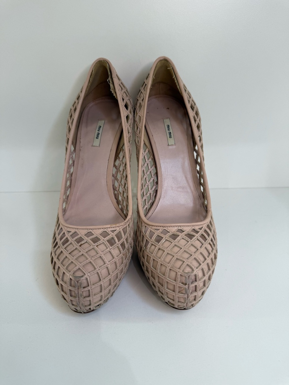 39 Miu Miu Netting Platform Shoes Sz 39